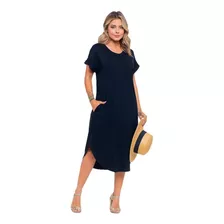 Chamise Camisetão Despojado Midi Elegante Moda Verão 2136