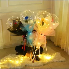 Rosas Flor Arreglo Artificial Amor Regalo Globo Led Luces