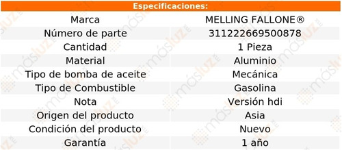 1-bomba Aceite Citroen C3 4 Cil 1.6l 05/10 Melling Fallone Foto 2