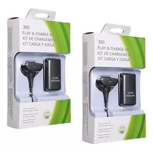 2 Kit Fonte E Carregador P/ Controle Xbox 360 Cabo Usb Par