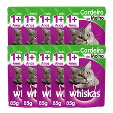 10 Whiskas Sachê Adulto Sabor Cordeiro 85g