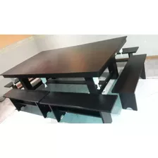 Mesa De Pool Y Ping Pong Multifuncional Vecchio Con 6 Bancos