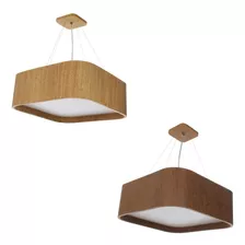 Plafon Wood Quadrado Arredondado 25x25cm - 2 Luzes E27