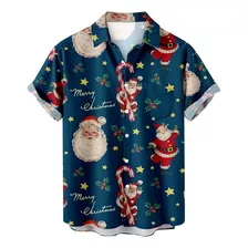 Camisa De Natal Masculina Botão Havaiano