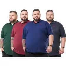 Kit 4 Camisas Gola Polo Masculina Plus Size G1 G2 G3 Oferta