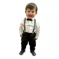 Roupa Social Bebe Calça+camisa+suspensório+gravata Borboleta