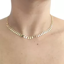 Colar Feminino Choker Gargantilha Tendência Folheado A Ouro