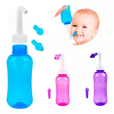 Higienizador Lavagem Nasal Ducha Garrafa 300 Ml E 2 Bicos Cor Azul