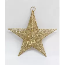 Estrella Alambre Navidad 25 Cm Oro Adorno Navideño Brillante