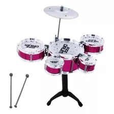 Mini Bateria Música Infantil Baqueta Brinquedo Menina Menino Cor Vermelho