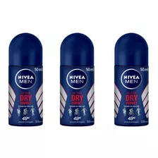 Desodorante Rollon Nivea 50ml Masculino Dry Impact - Kit 3un