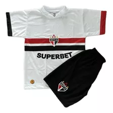 Conjunto Do São Paulo Infantil Uniforme Shorts Camisa 