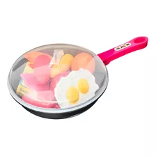 Frigideira Gourmet Infantil Cozinha Infantil Com Acessórios Cor Rosa