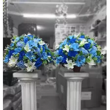 2x Arranjo De Mesa Para Festas Casamento Tons Azul