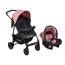 Carrinho De Bebê De Paseio Burigotto Ecco Travel System Cz Rosa Com Chassi De Cor Preto