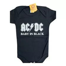Body Rock Temático Acdc Para Bebê Menino E Menina