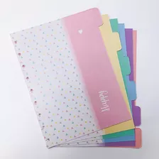 6 Divisórias Coloridas P/caderno De Disco Grande( 11 Furos )
