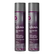 Kit 2 Spray Finalizador Gloss Brilho Hair Serum Aspa 400ml 