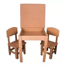 Mesa Infantil Mesinha 2 Cadeiras Didática Mdf Cru Oferta
