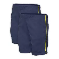 Kit 2 Bermudas Helanca Juvenil Azul Marinho Listra Amarela