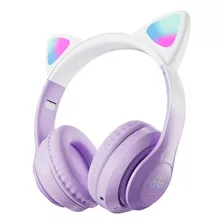 Auricular Inalámbrico Bluetooth Orejas Gato Seisa Ej-s28pro Color Violeta Luz Rgb