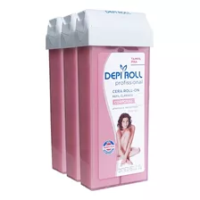 Depiroll Kit C/ 3 Cera Roll-on Rosa Refil 100g 
