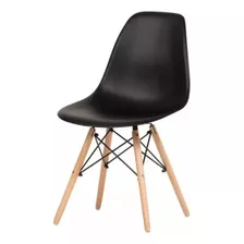 Cadeira Eames Wood Dsw Eiffel Preta Pé Palito Madeira Origin Cor Do Assento Preto Desenho Do Tecido Liso