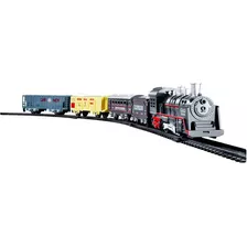 Pista Trem Locomotiva Miniatura C/ Vagões - Dm Toys