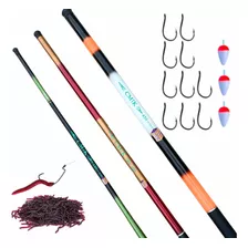 Kit Pesca 3 Varas Telesc 1,80m 3,00m 4,50 Metros +acessórios