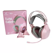 Headset Fone De Ouvido Gamer Pink 5.1 Orelha De Gato Led