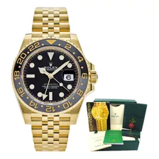 Relógio Rolex Gmt Master 2 Dourado Gold Com Caixa Original