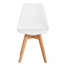 Cadeira Eames Leda Base Madeira Sem Braço - 12x Assento Branco