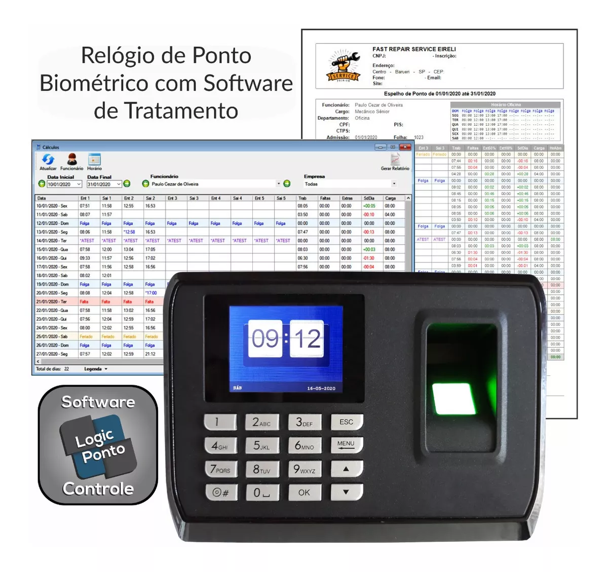 Relógio Ponto Biométrico Digital + Software + Frete Grátis