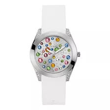 Reloj Guess Con Cristales En Tono Plateado Y Blanco.