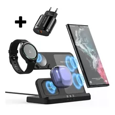 Carregador Sem Fio 3 Em 1 Para Produtos Samsung + Fonte Qc 3