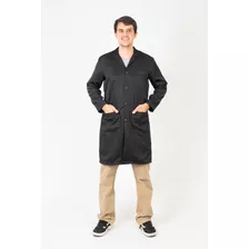 Jaleco Masculino Gabardine Botão Manga Longa Biomédico Preto