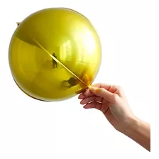 50 Balão Orbz Mini Esfera Globo 4d Dourado 28*14cm Festa