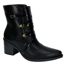 Bota Piccadilly Giordana Bico Fino Cano Médio 766003 Preto