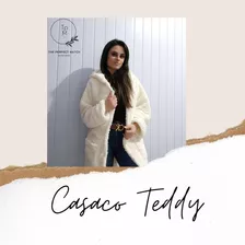 Casaco Sobretudo Teddy Elegante Forrado Inverno 