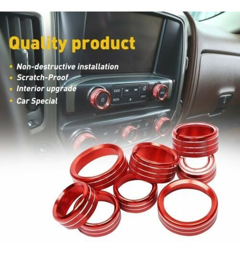 8 Pcs Ac Radio Switch Trim Ring Knob Cover For Chevrolet  Mb Foto 2