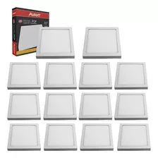 14 Painel Plafon Amarela 18w Sobrepor Quadrado Bivolt 22cm Cor Branco 110v/220v