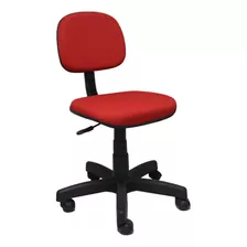 Cadeira Secretária Giratória Revestida Em Tecido Vermelho