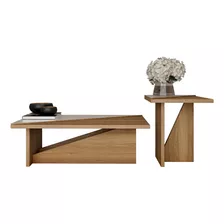 Conjunto De Mesa Moderna De Centro E Lateral Sala Canto Sofá