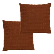 Kit 2 Capa Almofada Decorativa Escritorio 45x45 Tricot Tricô Cor Terracota Trança