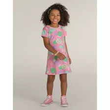 Vestido Curto Infantil Rosa Estampado Emoji Brandili