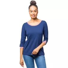 Blusa De Manga Básica Azul Marinho | Pau A Pique