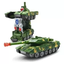 Brinquedo Carro Transformers Vira Robô Com Luz E Som Tanque 