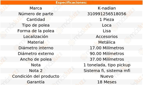 Polea Lisa Metlica W350 V8 5.9l 93 K-nadian Foto 2