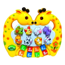 Piano Musical Baby Girafa C/ Som De Animais Letras E Números
