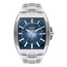 Relógio Orient Masculino Quadrado Gbss1055 D1sx Cor Da Correia Prateado Cor Do Bisel Prateado Cor Do Fundo Azul